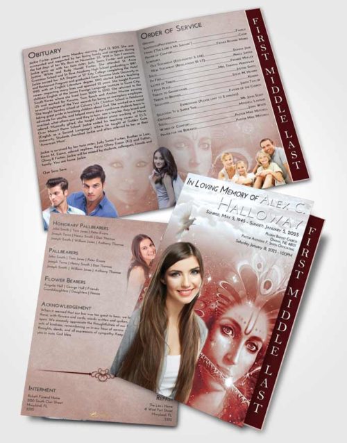 2 Page Graduated Step Fold Funeral Program Template Brochure Ruby Love Hindu Desire