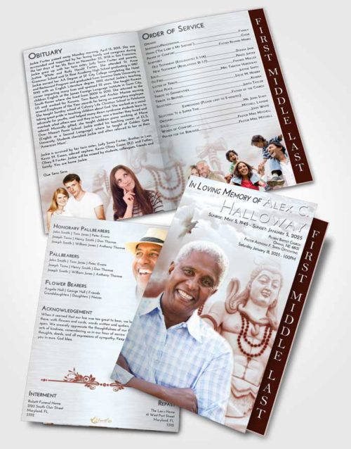 2 Page Graduated Step Fold Funeral Program Template Brochure Ruby Love Hindu Mystery