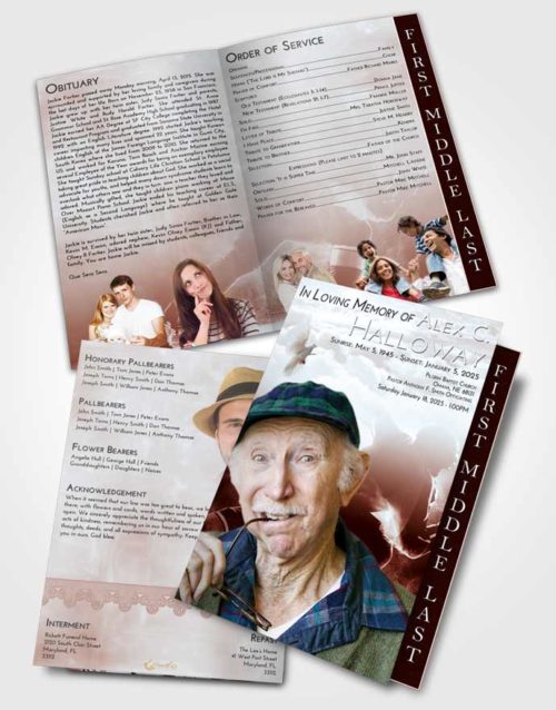 2 Page Graduated Step Fold Funeral Program Template Brochure Ruby Love Hockey Paradise