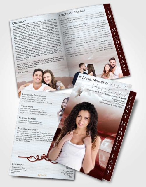 2 Page Graduated Step Fold Funeral Program Template Brochure Ruby Love Illuminated Evening