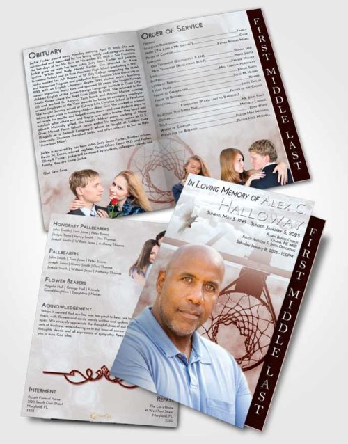 2 Page Graduated Step Fold Funeral Program Template Brochure Ruby Love In the Hoop