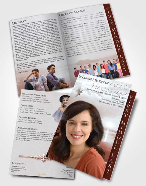2 Page Graduated Step Fold Funeral Program Template Brochure Ruby Love Italian Sun