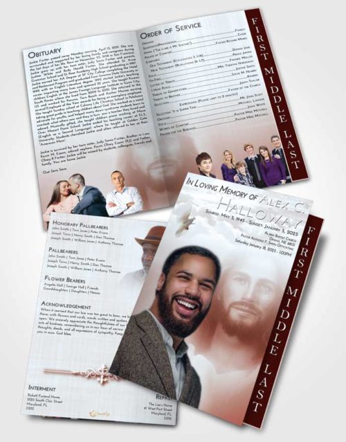 2 Page Graduated Step Fold Funeral Program Template Brochure Ruby Love Jesus in Heaven