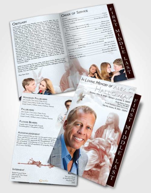 2 Page Graduated Step Fold Funeral Program Template Brochure Ruby Love Jesus in the Sky