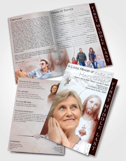 2 Page Graduated Step Fold Funeral Program Template Brochure Ruby Love Jesus our Lord