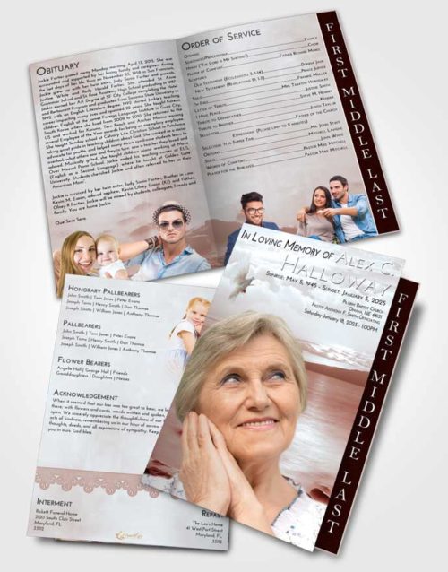 2 Page Graduated Step Fold Funeral Program Template Brochure Ruby Love Lake Front