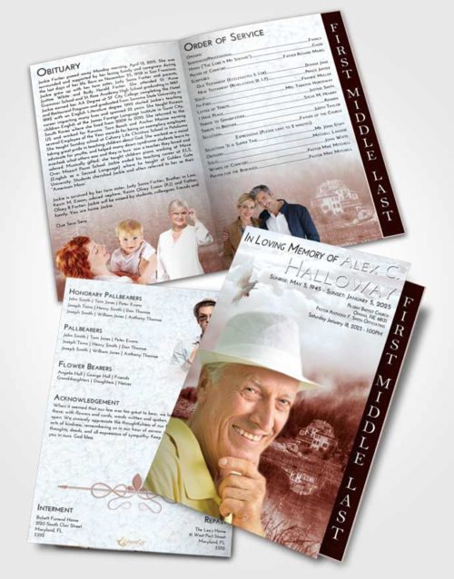 2 Page Graduated Step Fold Funeral Program Template Brochure Ruby Love Lake House