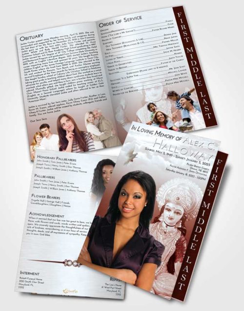 2 Page Graduated Step Fold Funeral Program Template Brochure Ruby Love Lakshmi Desire