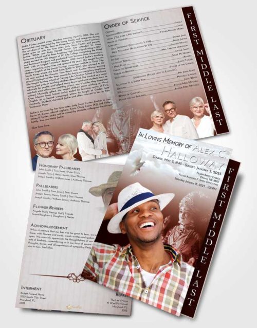 2 Page Graduated Step Fold Funeral Program Template Brochure Ruby Love Lakshmi Surprise