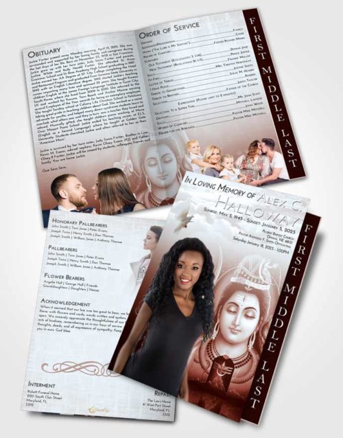 2 Page Graduated Step Fold Funeral Program Template Brochure Ruby Love Lord Shiva Dignity