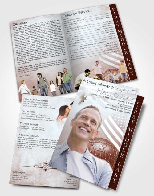 2 Page Graduated Step Fold Funeral Program Template Brochure Ruby Love Loving Veteran