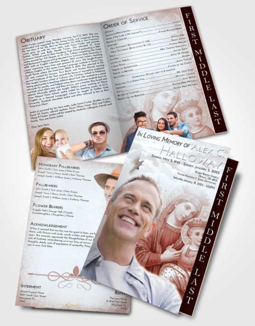 2 Page Graduated Step Fold Funeral Program Template Brochure Ruby Love Marys Love