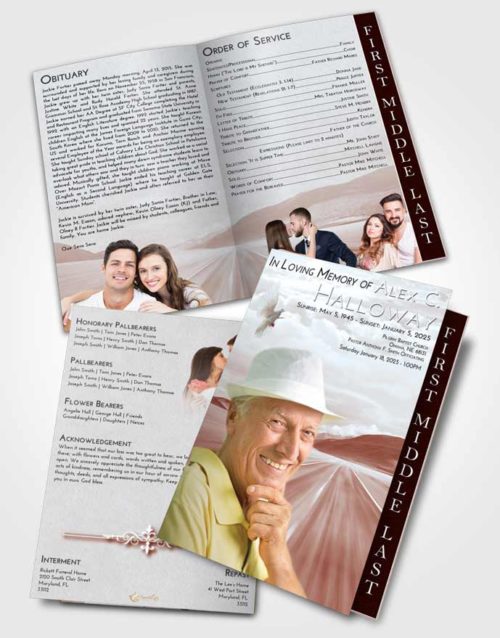 2 Page Graduated Step Fold Funeral Program Template Brochure Ruby Love Morning Highway