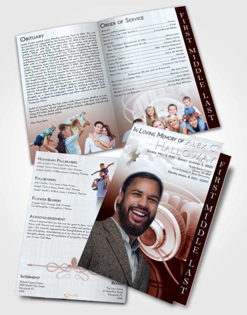 2 Page Graduated Step Fold Funeral Program Template Brochure Ruby Love Music Alley