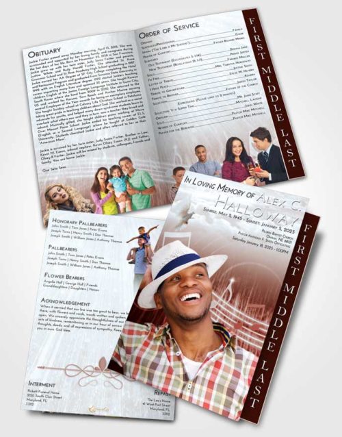 2 Page Graduated Step Fold Funeral Program Template Brochure Ruby Love Music Peace
