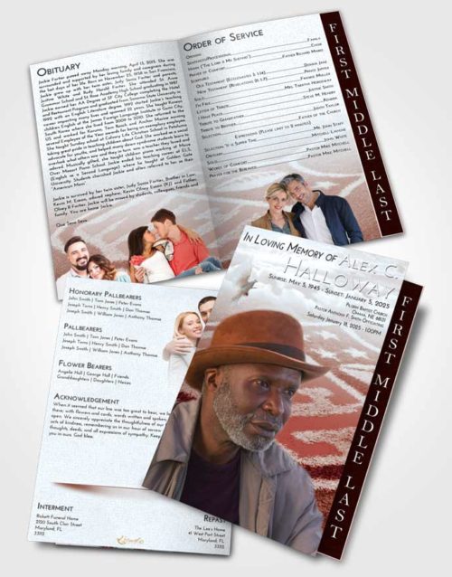 2 Page Graduated Step Fold Funeral Program Template Brochure Ruby Love NFL Football