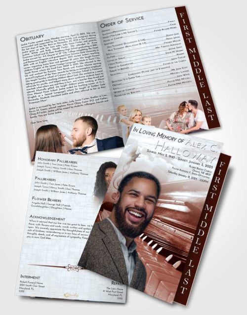 2 Page Graduated Step Fold Funeral Program Template Brochure Ruby Love Piano Passion