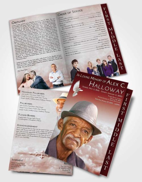 2 Page Graduated Step Fold Funeral Program Template Brochure Ruby Love Return to the Clouds