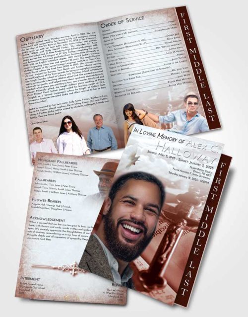 2 Page Graduated Step Fold Funeral Program Template Brochure Ruby Love Rosary Trust