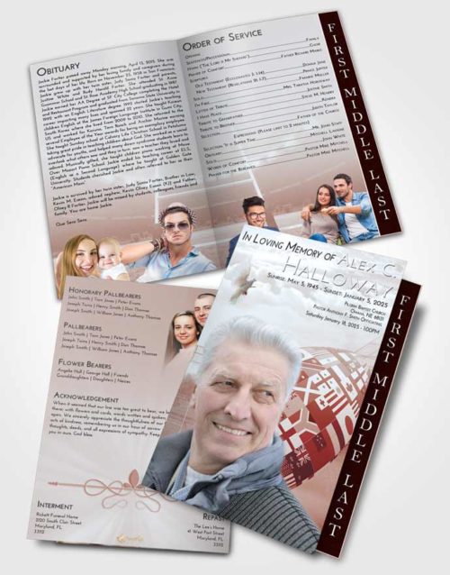 2 Page Graduated Step Fold Funeral Program Template Brochure Ruby Love Rugby Passion