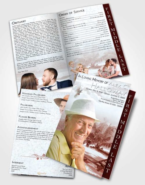2 Page Graduated Step Fold Funeral Program Template Brochure Ruby Love Sandy Beach