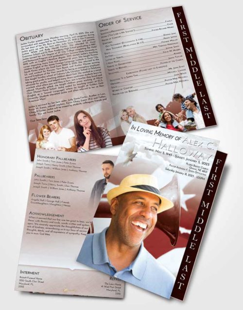 2 Page Graduated Step Fold Funeral Program Template Brochure Ruby Love Service Honor