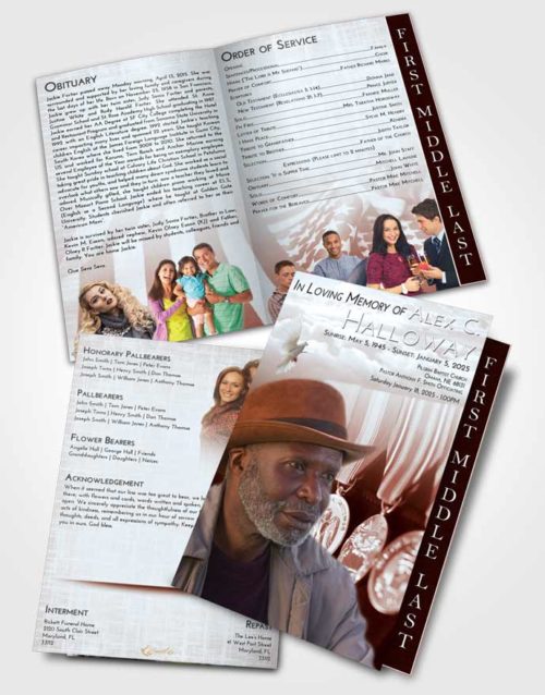 2 Page Graduated Step Fold Funeral Program Template Brochure Ruby Love Service Reward