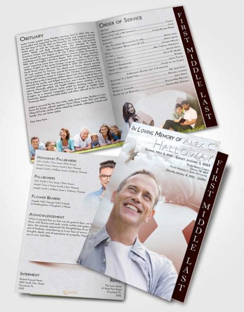 2 Page Graduated Step Fold Funeral Program Template Brochure Ruby Love Soccer Cleats