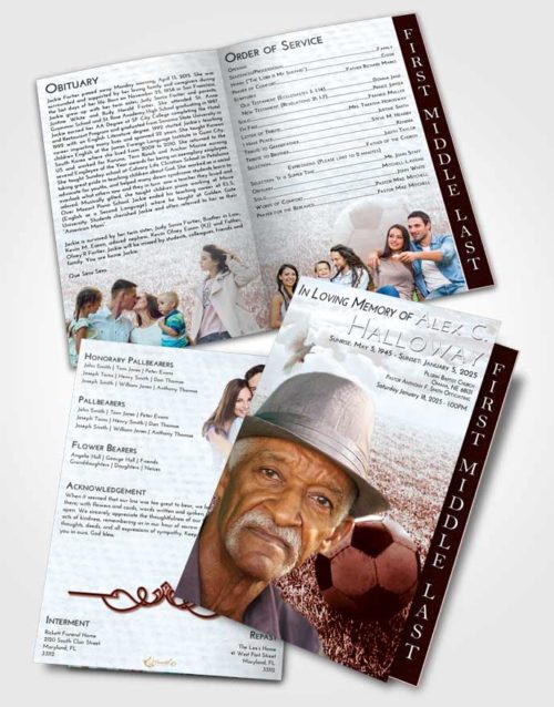 2 Page Graduated Step Fold Funeral Program Template Brochure Ruby Love Soccer Journey