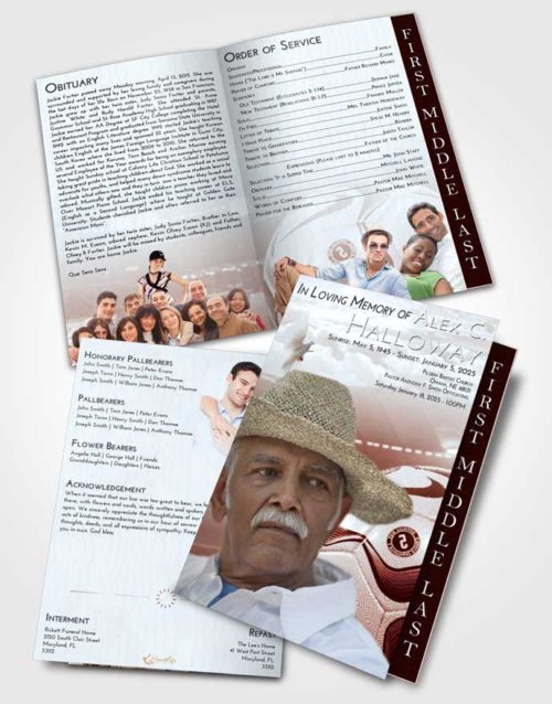 2 Page Graduated Step Fold Funeral Program Template Brochure Ruby Love Soccer Life