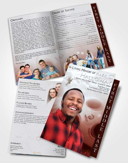2 Page Graduated Step Fold Funeral Program Template Brochure Ruby Love Soccer Miracle