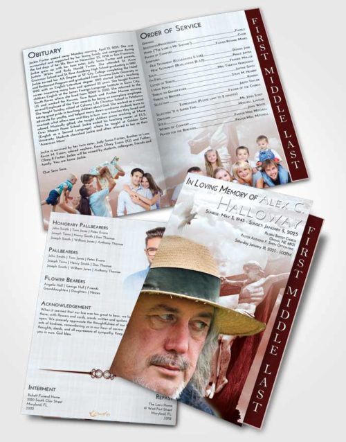 2 Page Graduated Step Fold Funeral Program Template Brochure Ruby Love Spiritual Cross