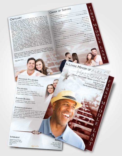 2 Page Graduated Step Fold Funeral Program Template Brochure Ruby Love Stairway for the Soul