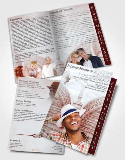 2 Page Graduated Step Fold Funeral Program Template Brochure Ruby Love Stairway of Love