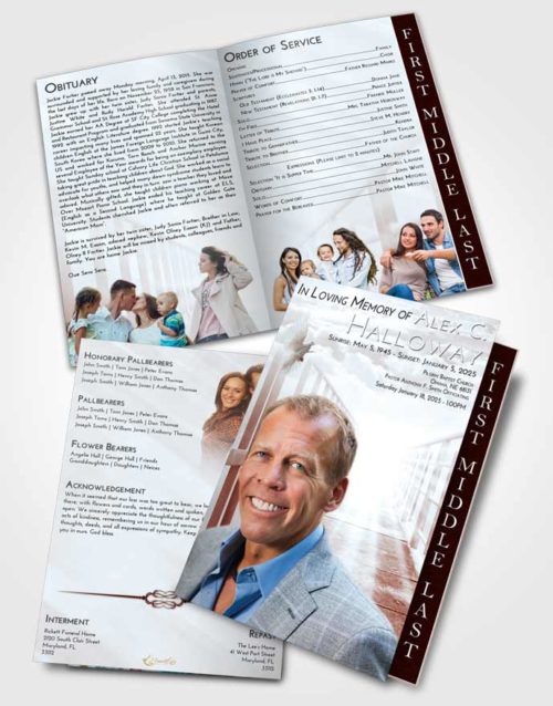 2 Page Graduated Step Fold Funeral Program Template Brochure Ruby Love Stairway to Faith