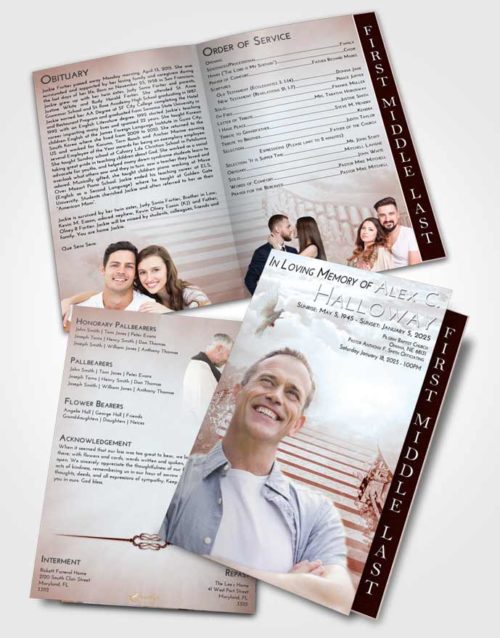 2 Page Graduated Step Fold Funeral Program Template Brochure Ruby Love Stairway to Freedom