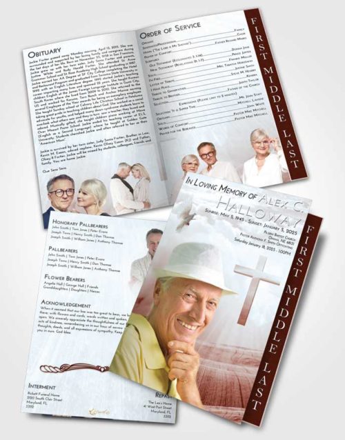 2 Page Graduated Step Fold Funeral Program Template Brochure Ruby Love The Cross of Life
