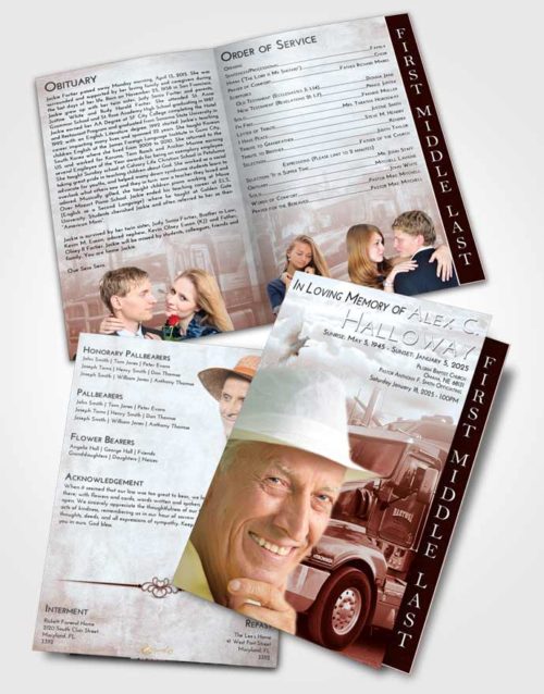 2 Page Graduated Step Fold Funeral Program Template Brochure Ruby Love Trucker Days