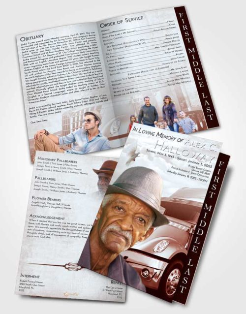 2 Page Graduated Step Fold Funeral Program Template Brochure Ruby Love Trucker Hours