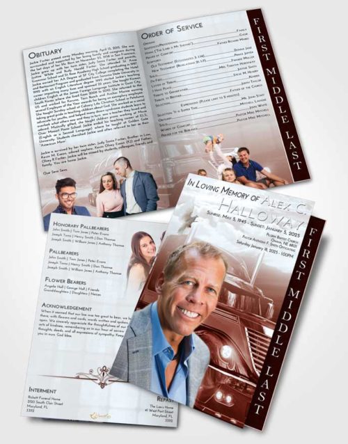 2 Page Graduated Step Fold Funeral Program Template Brochure Ruby Love Trucker Life