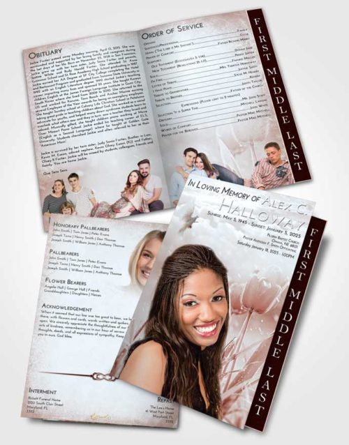 2 Page Graduated Step Fold Funeral Program Template Brochure Ruby Love Tulip Whisper
