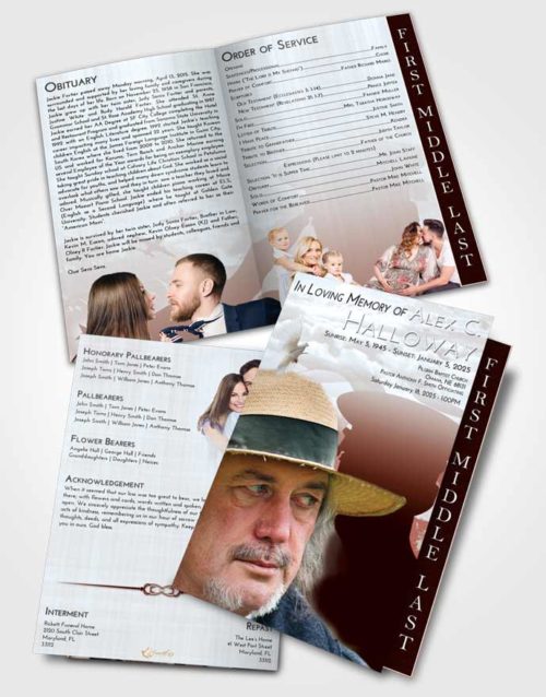 2 Page Graduated Step Fold Funeral Program Template Brochure Ruby Love Veterans Sacrifice