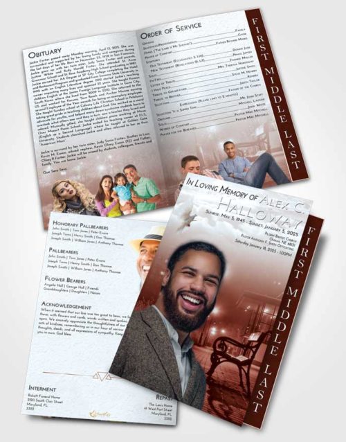 2 Page Graduated Step Fold Funeral Program Template Brochure Ruby Love Vintage Walk