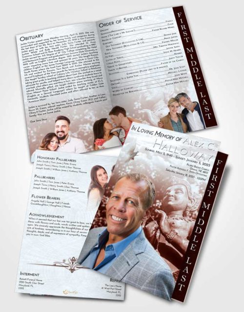 2 Page Graduated Step Fold Funeral Program Template Brochure Ruby Love Vishnu Surprise