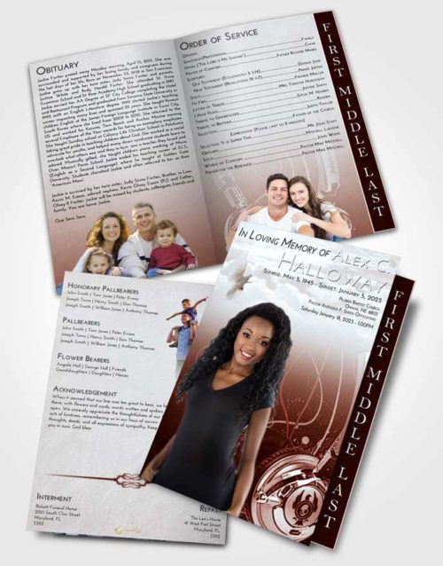 2 Page Graduated Step Fold Funeral Program Template Brochure Ruby Love Vivace