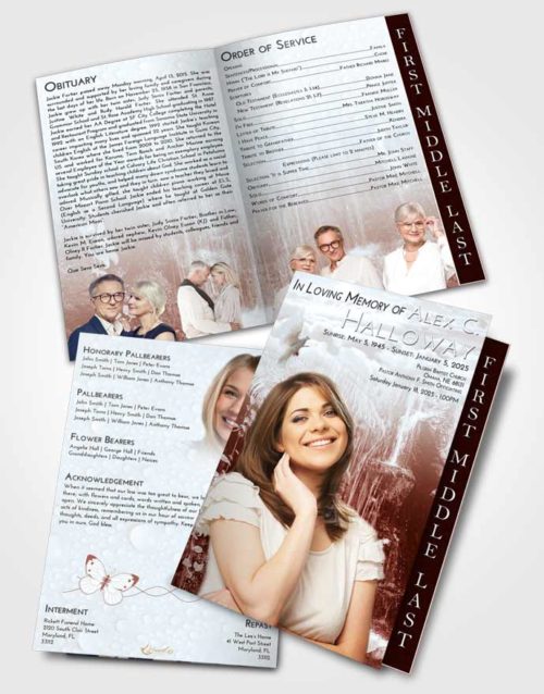 2 Page Graduated Step Fold Funeral Program Template Brochure Ruby Love Waterfall Breeze