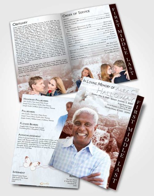 2 Page Graduated Step Fold Funeral Program Template Brochure Ruby Love Waterfall Masterpiece