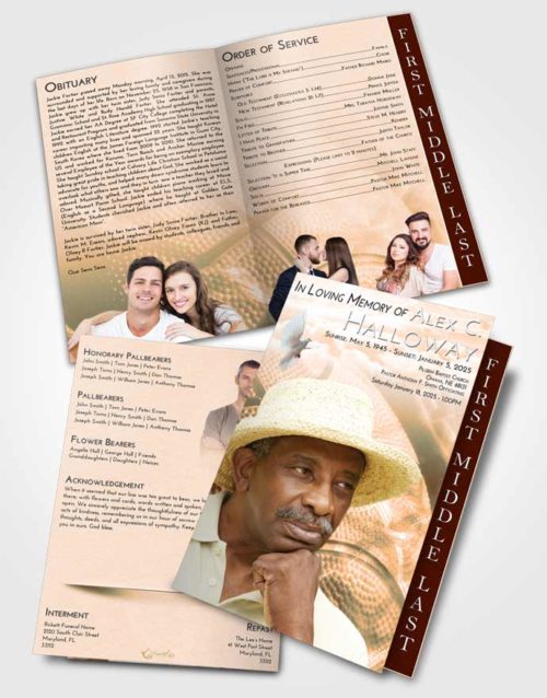 2 Page Graduated Step Fold Funeral Program Template Brochure Soft Dusk Basketball Fame
