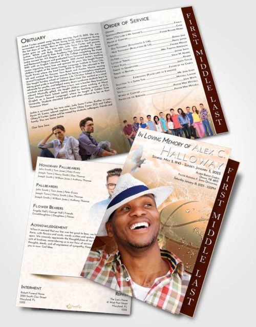2 Page Graduated Step Fold Funeral Program Template Brochure Soft Dusk Basketball Heat