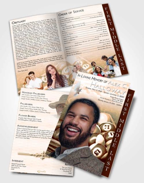 2 Page Graduated Step Fold Funeral Program Template Brochure Soft Dusk Billiards Love